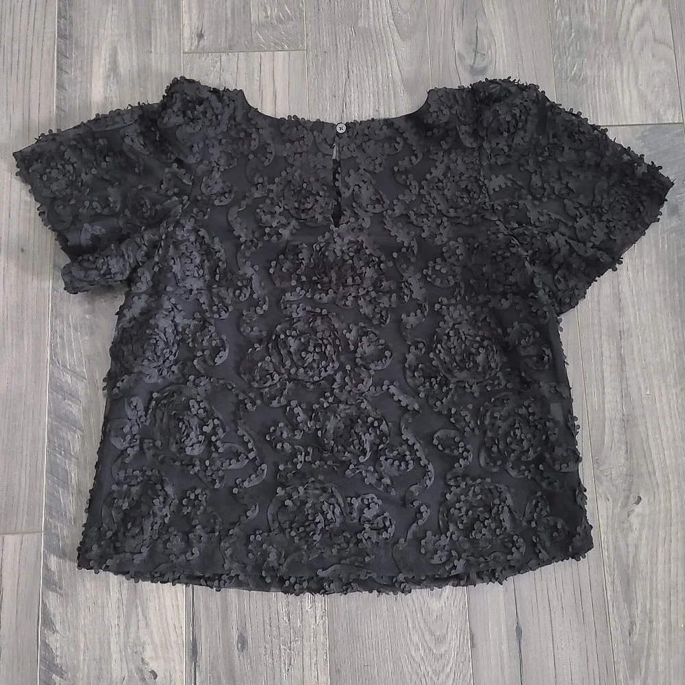 Loft PXXS Tulle Puff Sleeve Top